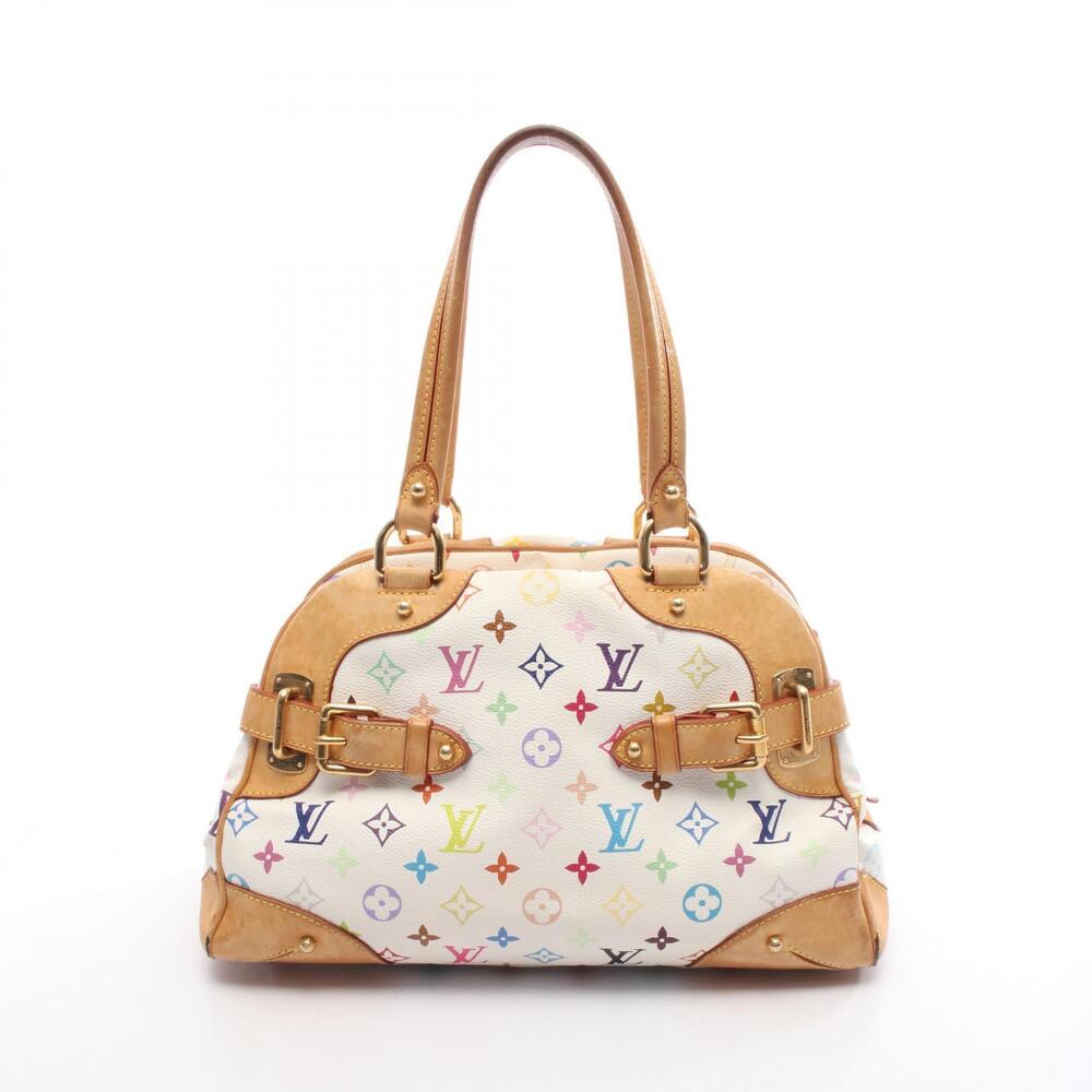 Louis Vuitton Claudia Monogram Multicolor Top Bag Canvas Leather Blanc White